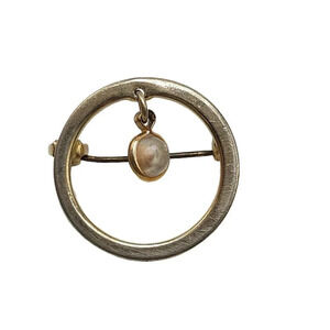 Mustard Seed Circle Brooch Pin Gold Tone Vintage